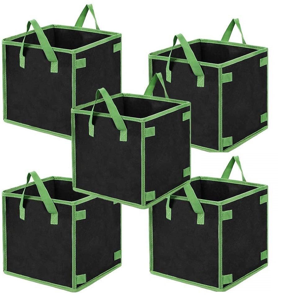 in Stock. 3/5/7/10 Gallon Square Garden Grow Bag. Thick Felt Material with 4 Standing Holes. for Indoor and Outdoor Garden Use