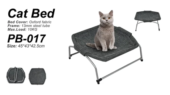 Cama de armação de aço de tecido oxford cinza de luxo elevada para acampamento para gatos elevada para animais de estimação
